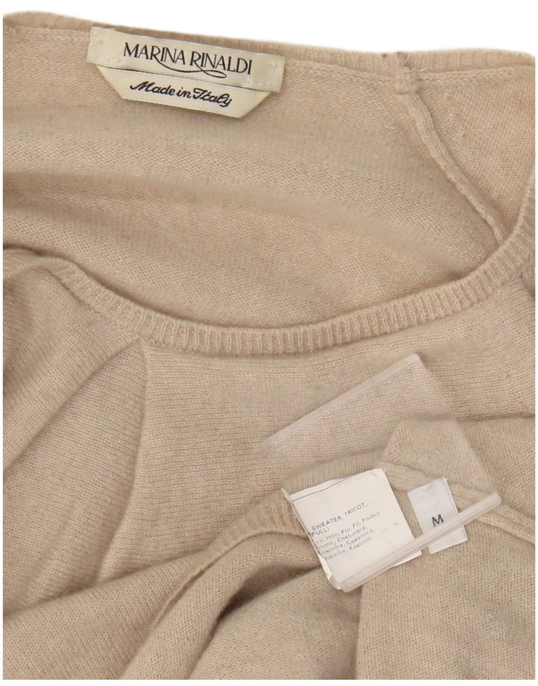 Marina Rinaldi Dame Longline Boat Neck Jumper Sweater UK 14 Medium Beige