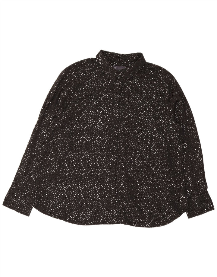 Marks & Spencer Dame Oversized skjortebluse UK 18 XL Sort plettet
