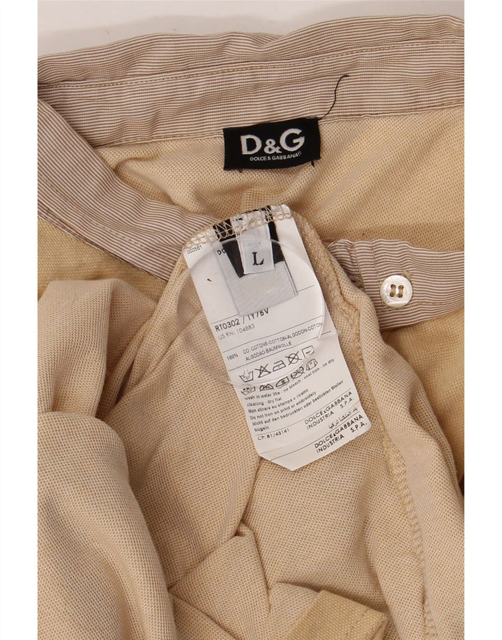DOLCE & GABBANA Rugby poloshirt til mænd Stor beige bomuld