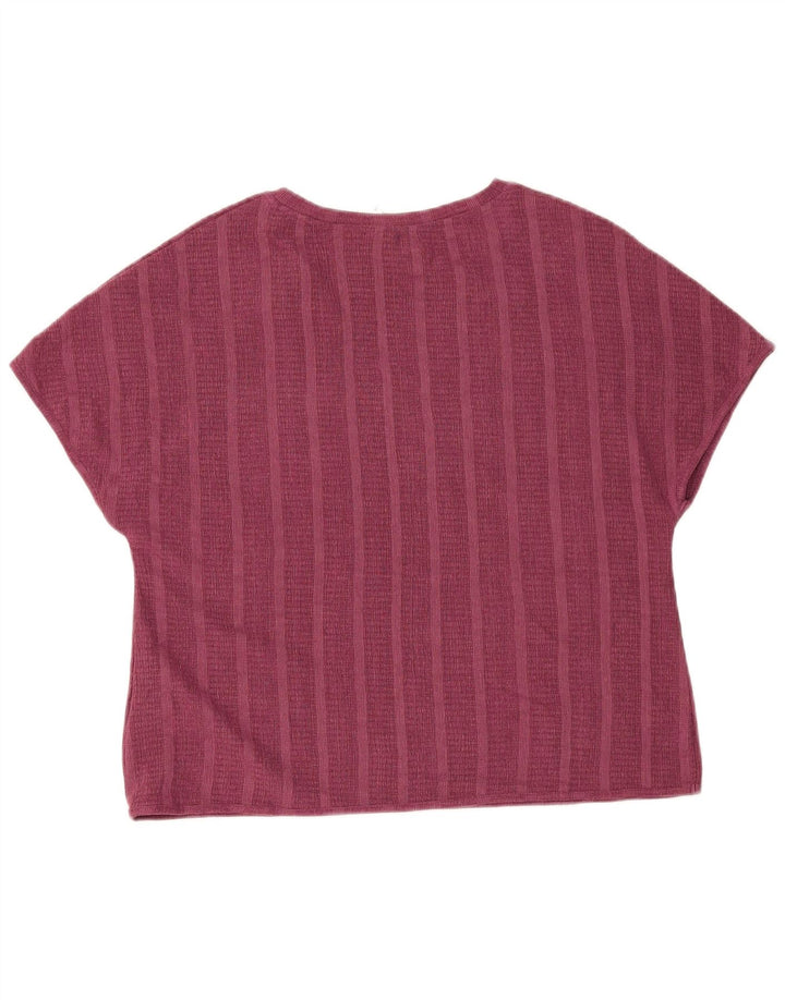 Marks & Spencer T-shirt top til kvinder UK 14 Stor rødbrun stribet polyester