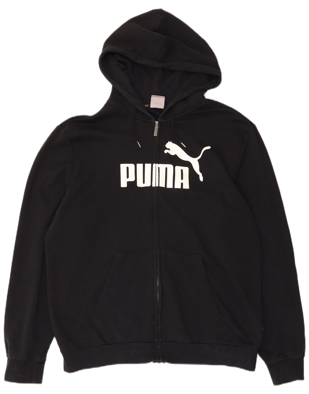 Puma Herre grafisk hættetrøje med lynlås, stor sort bomuld