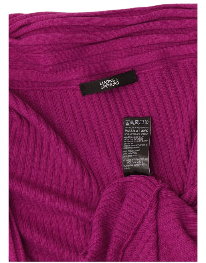 Marks & Spencer Dame Asymmetrisk Åben Cardigan Sweater UK 16 Large Pink