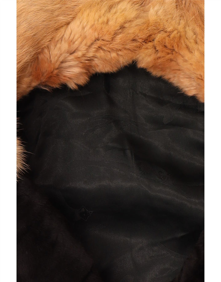 VINTAGE Dame imiteret Pelsjakke UK 14 Medium Sort