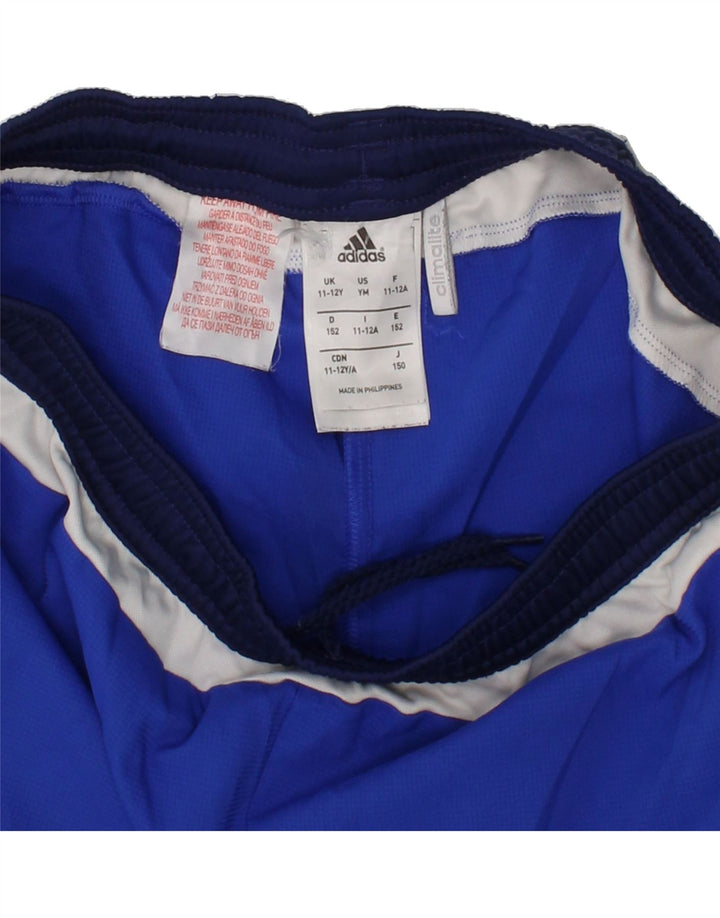 ADIDAS Boys Climalite Sport Shorts 11-12 Years Blue Colourblock Polyester Vintage Adidas and Second-Hand Adidas from Messina Hembry 