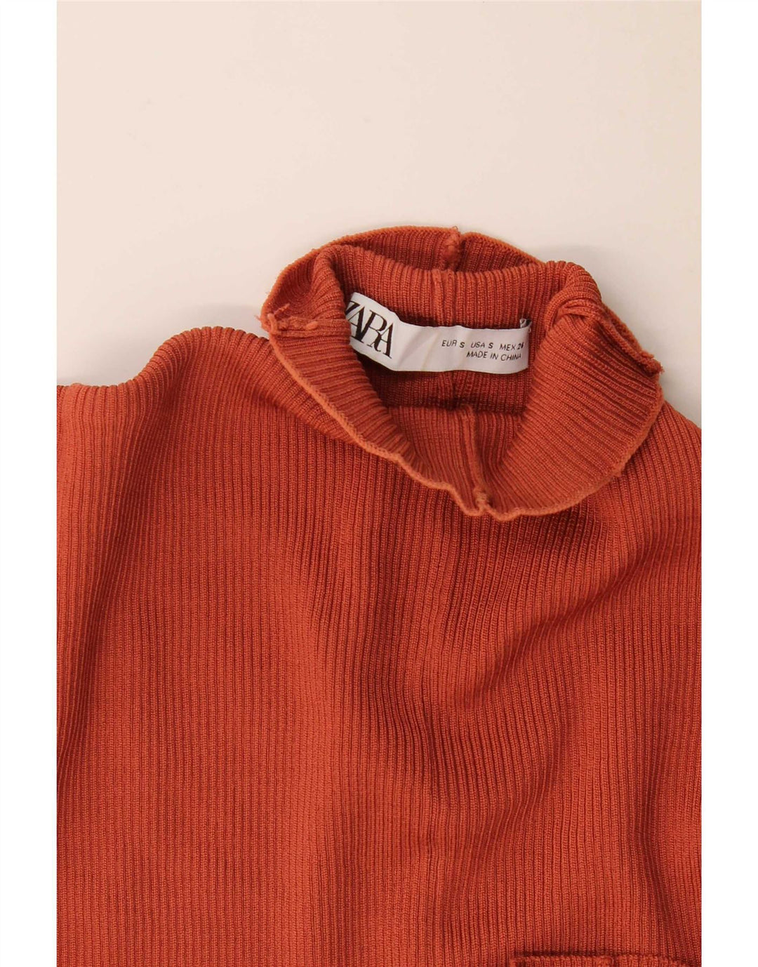 Zara Dame Crop Top Langærmet UK 8 Lille Brun