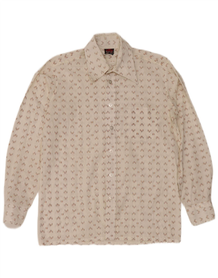 BUGELFREI Mens Shirt Medium White Geometric Polyester