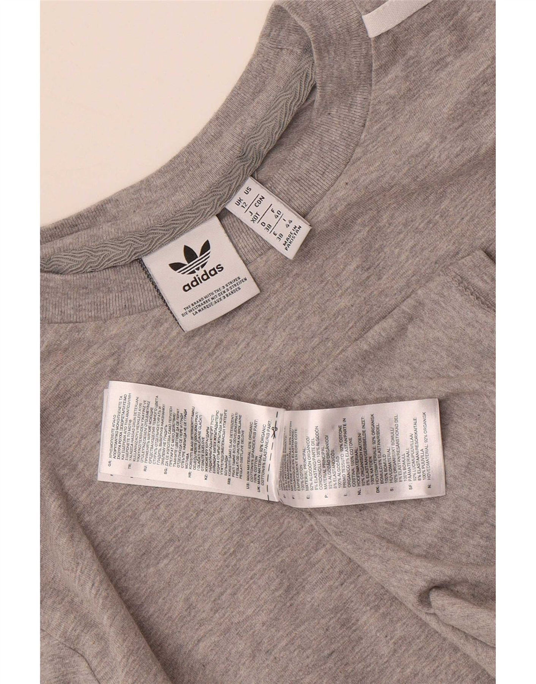 Adidas Dame Top Langærmet UK 12 Medium Grey Bomuld