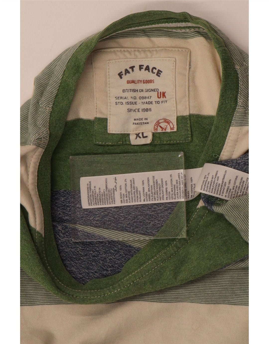 Fat Face Herre T-Shirt Top XL Flerfarvet Stribet Bomuld