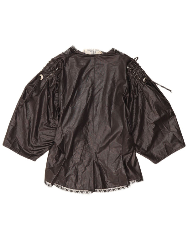 VINTAGE dame cardigantop 3/4 ærmer UK 10 Small Black