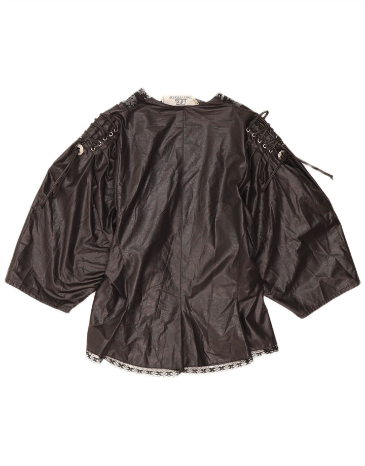 VINTAGE dame cardigantop 3/4 ærmer UK 10 Small Black