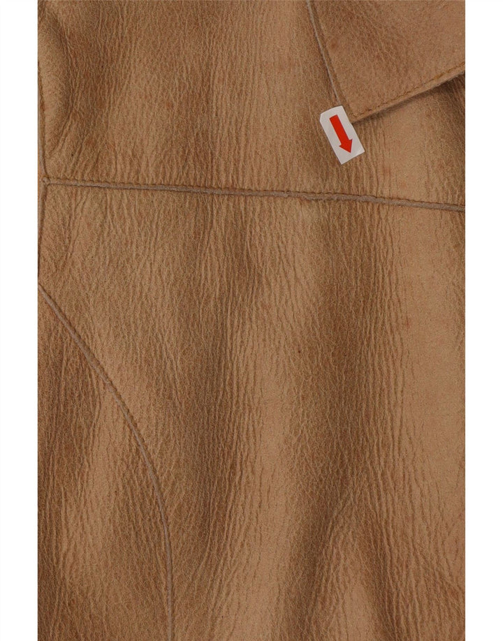 ZERIMAR Womens Crop Suede Jacket UK 12 Medium Beige