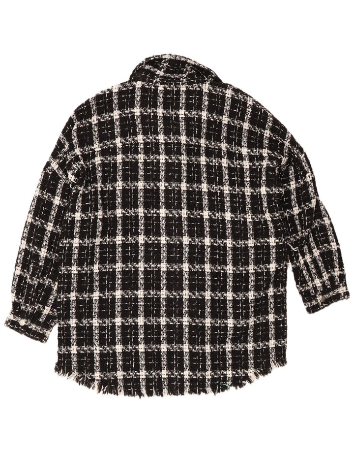 Zara Womens Overshirt Oversized skjorte UK 14 Medium Black Ternet akryl