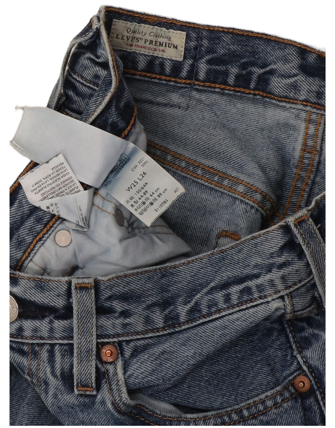 Levi's Dame 501 Straight Jeans W25 L26 Blå Bomuld