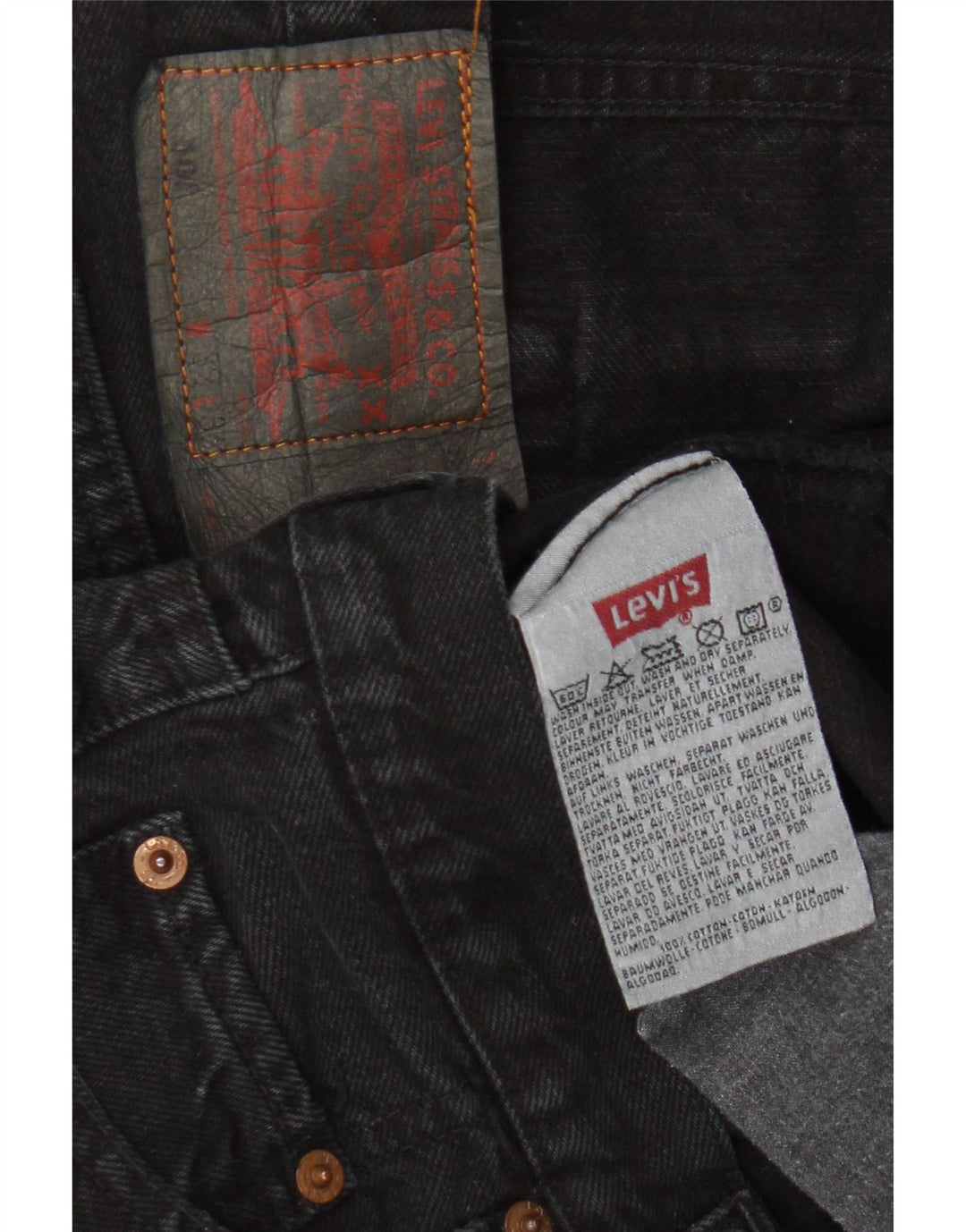 LEVI'S Herre 501 Straight Jeans W32 L32 Sort Bomuld