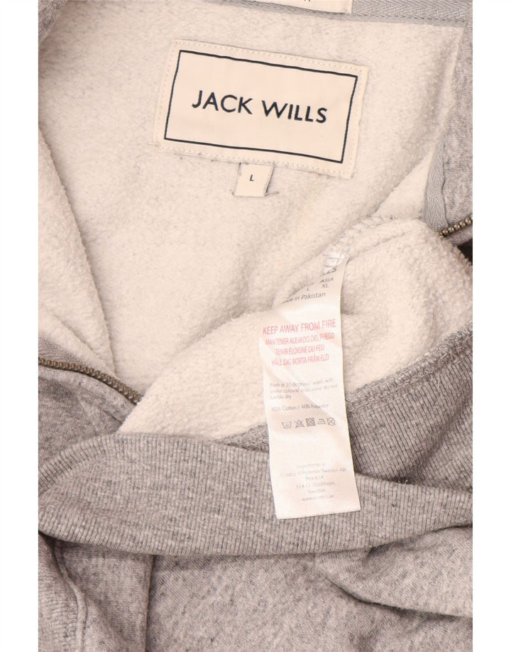 JACK WILLS Sweatshirt med lynlås til mænd Large Grå Flecked Bomuld