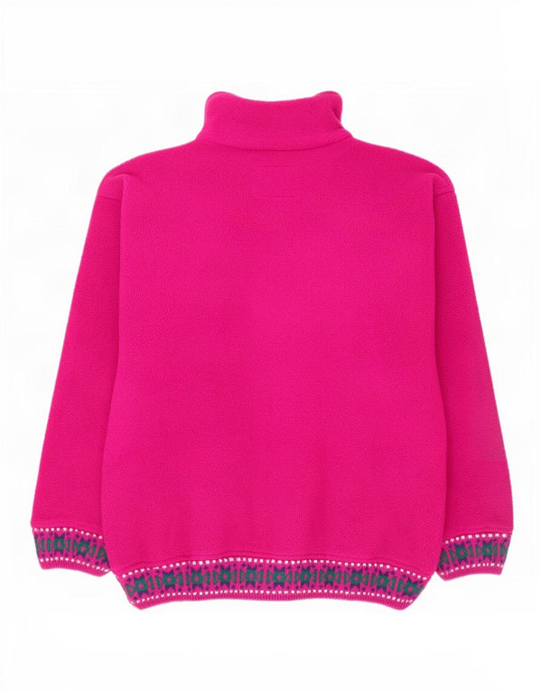 Silvy Womens grafisk lynlås hals Fleece Jumper UK 14 Large Pink Polyester