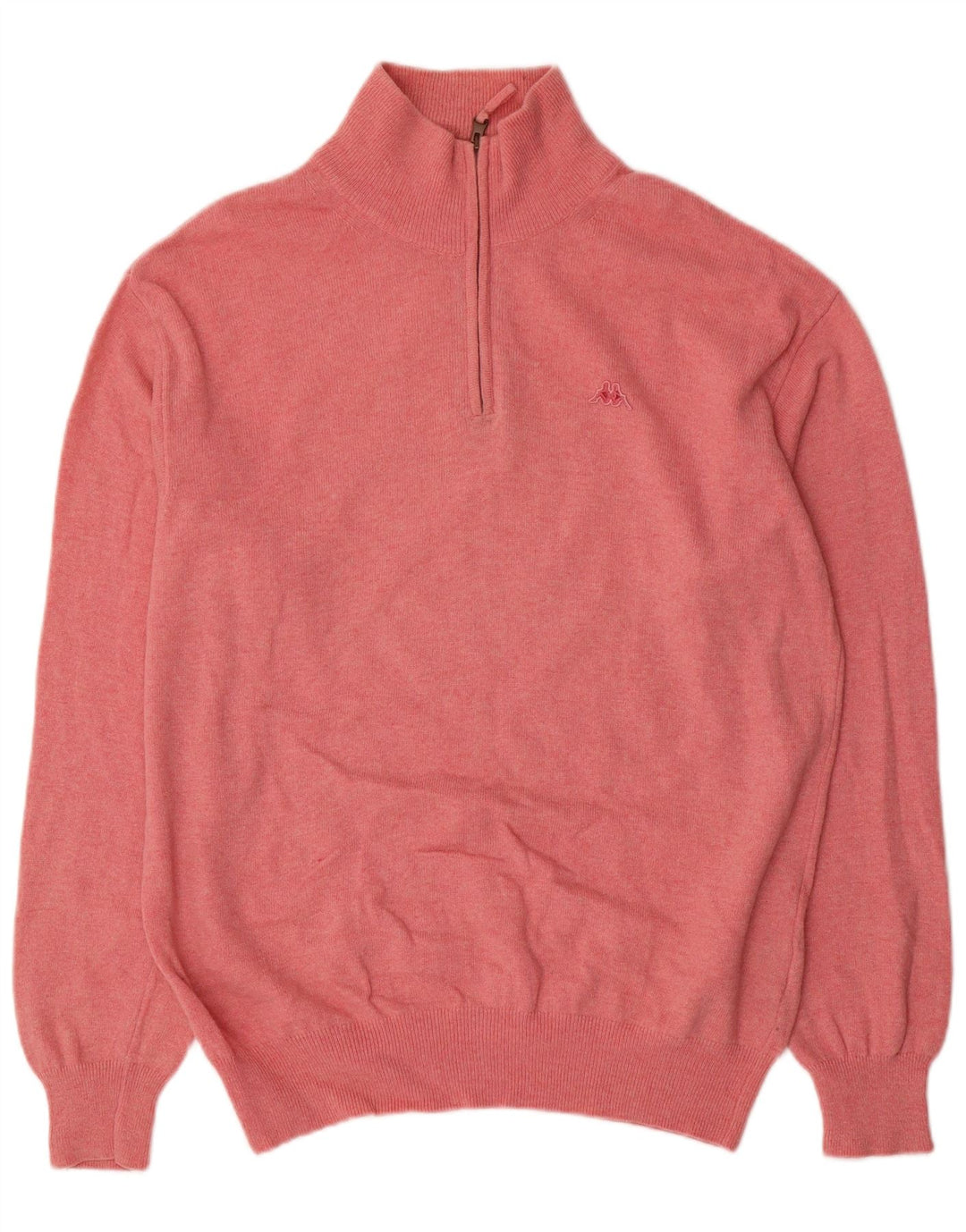 Kappa Herre Zip Neck Jumper Sweater Large Pink Uld