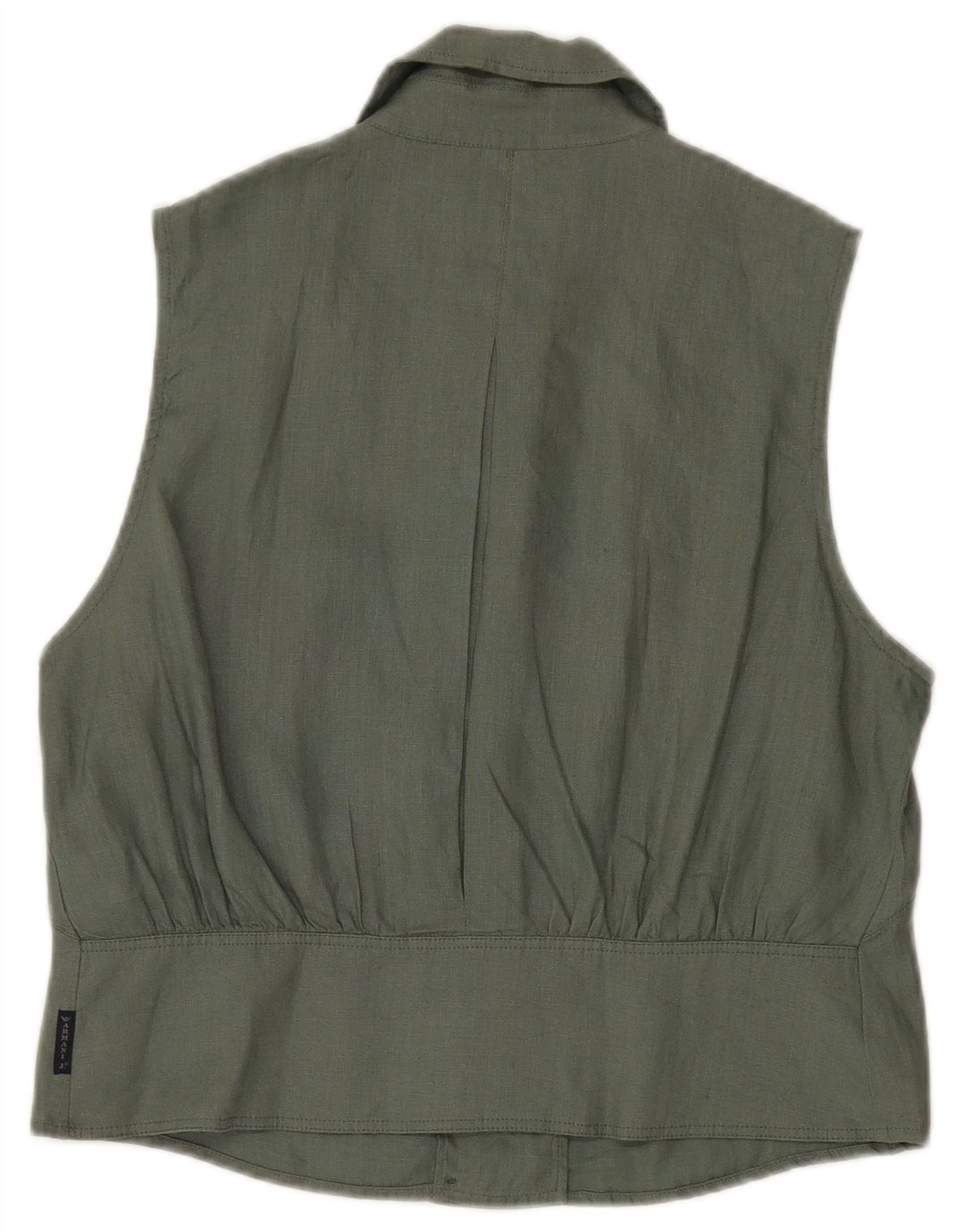 Armani Jeans Dame Ærmeløs Dobbeltradet skjortebluse IT 48 XL Khaki