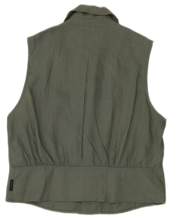 Armani Jeans Dame Ærmeløs Dobbeltradet skjortebluse IT 48 XL Khaki