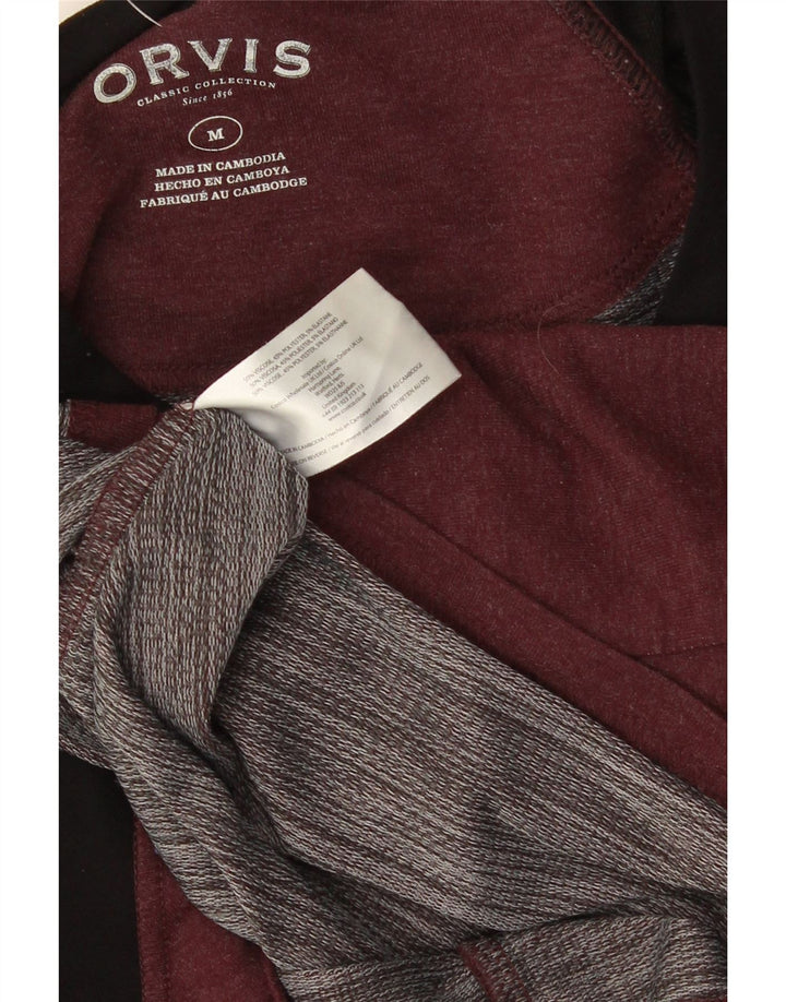 ORVIS Herre Top Langærmet Medium Bourgogne Colourblock Viscose