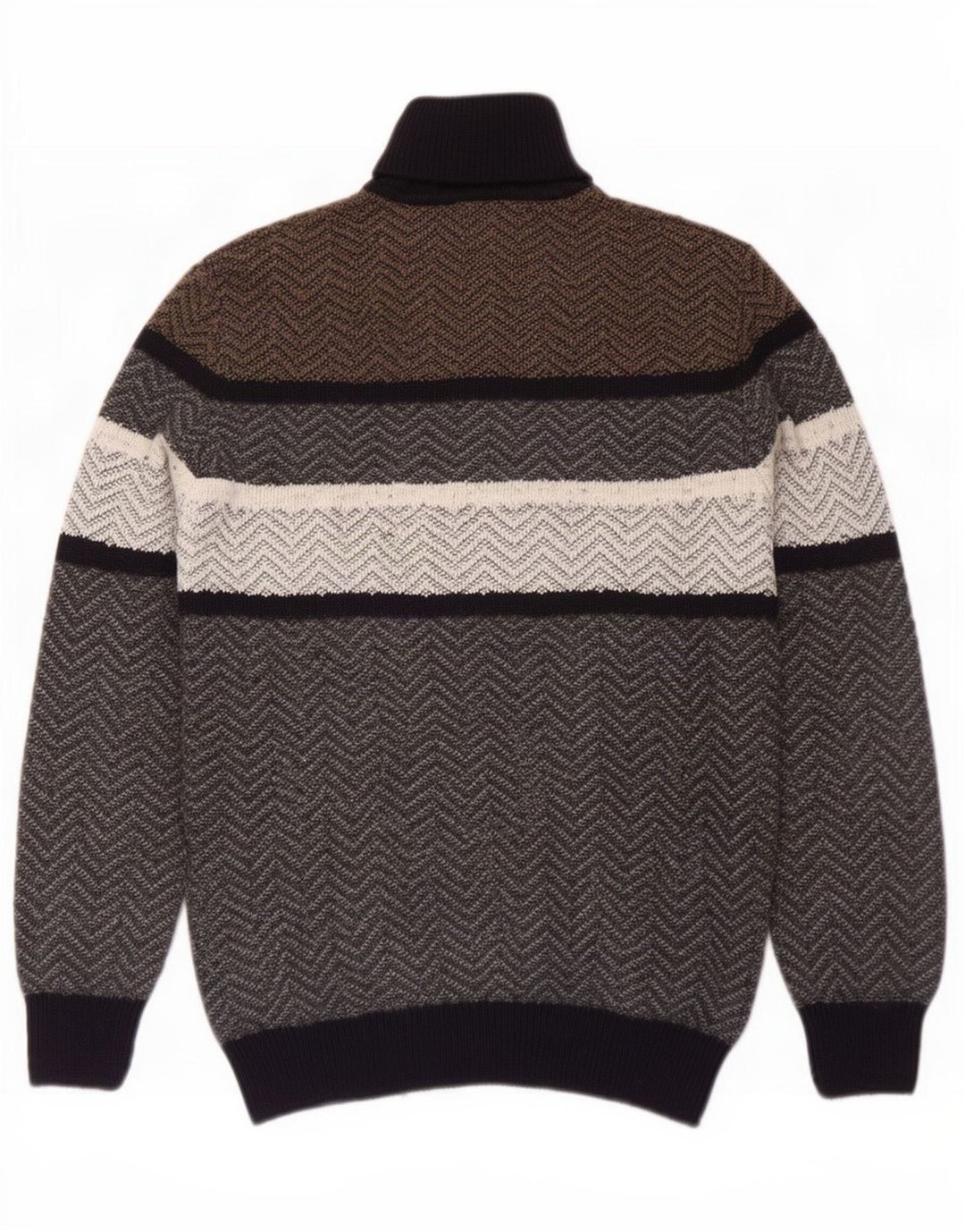 Vintage Herre rullehals sweater stor grå Chevron uld
