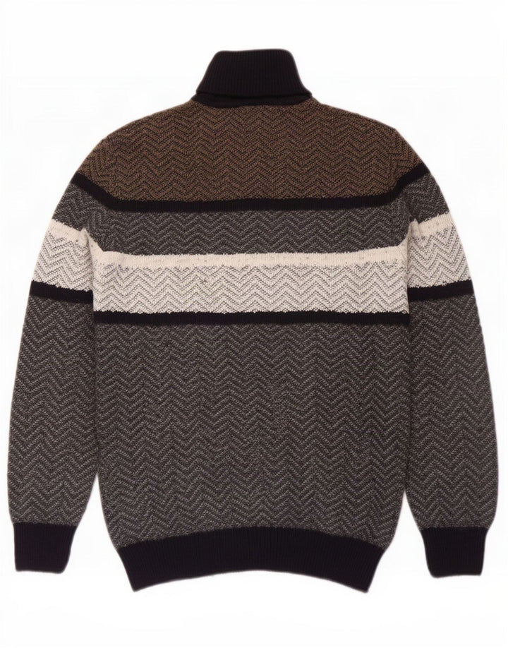 Vintage Herre rullehals sweater stor grå Chevron uld