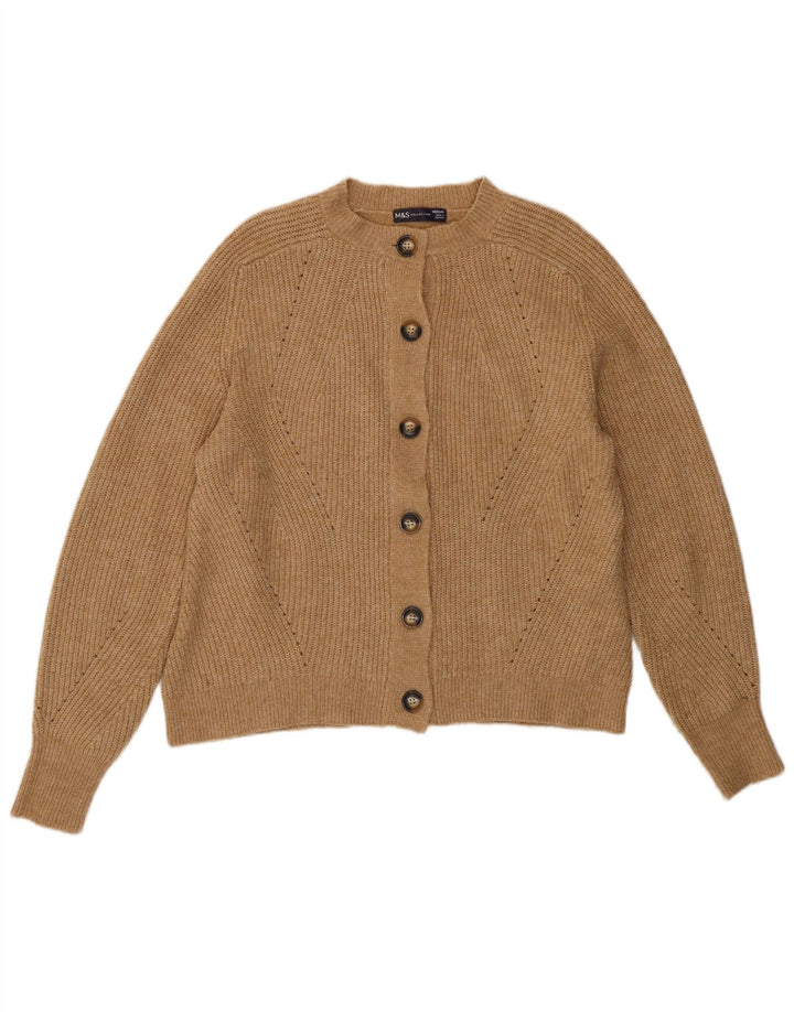 Marks & Spencer Dame Cardigan Sweater UK 14 Medium Brun Akryl