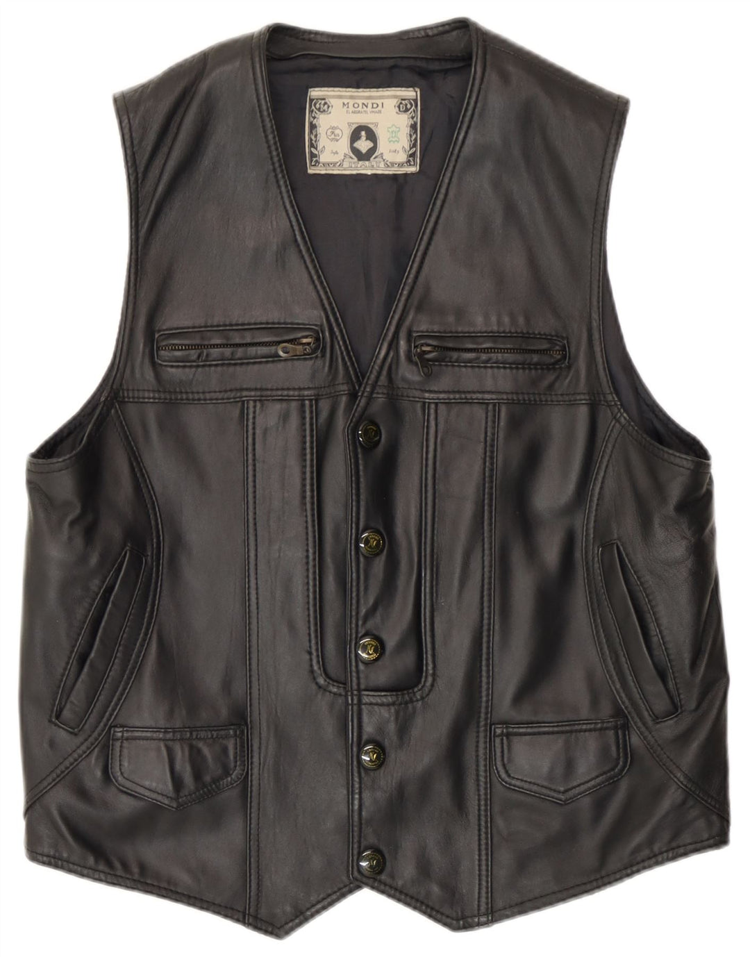 Mondi Herre lædervest UK 36 Small Black
