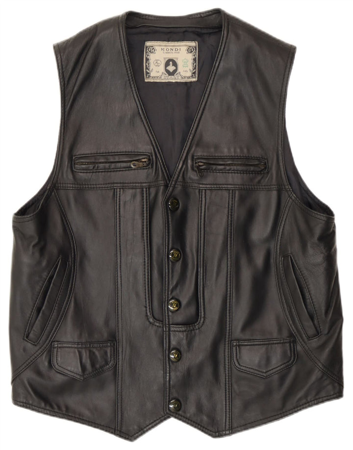 Mondi Herre lædervest UK 36 Small Black