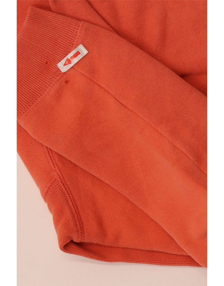 Izod Dame Grafisk Sweatshirt Jumper UK 14 Medium Orange Bomuld