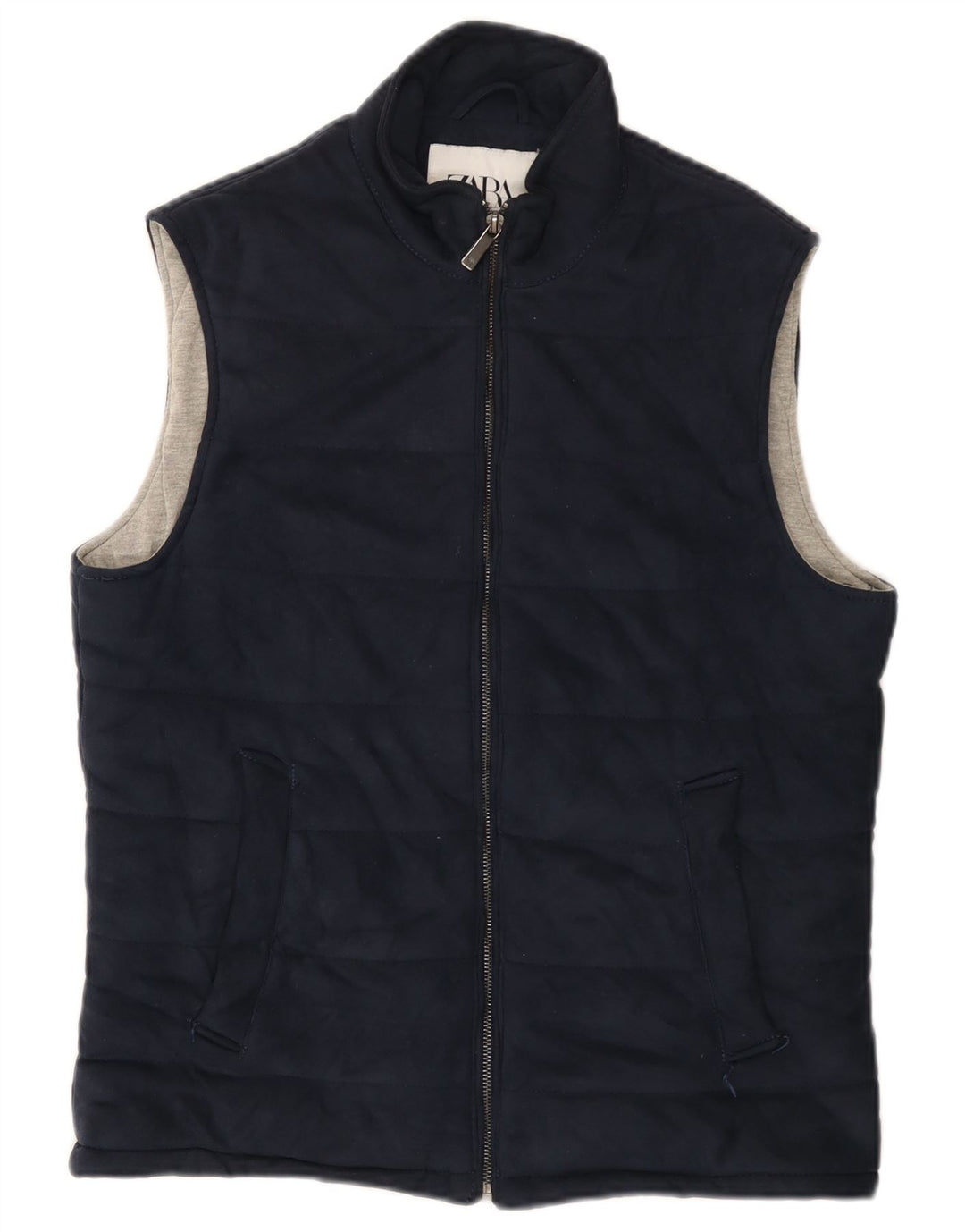 ZARA Polstret Gilet til mænd UK 38 Medium Navy Blue Polyester