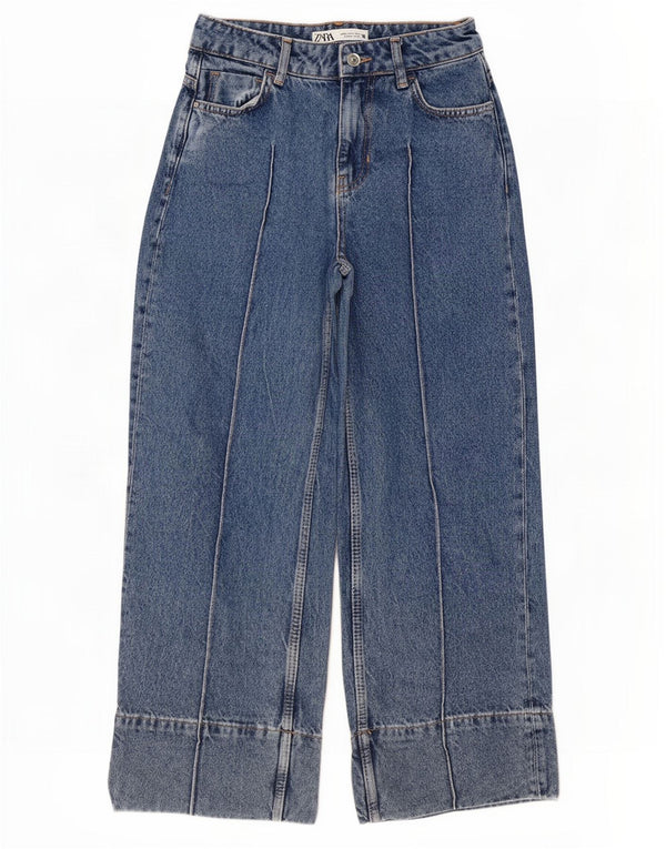 Zara Dame Loose Fit Højtaljede Jeans EU 32 2XS W22 L25 Blå Bomuld