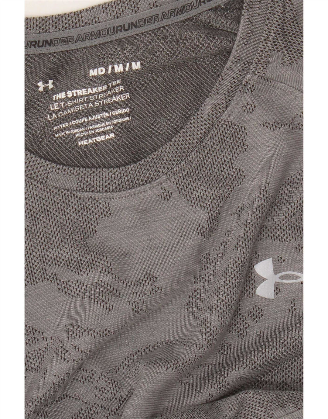 Under Armour Herre Heat Gear T-Shirt Top Medium Grey Camouflage