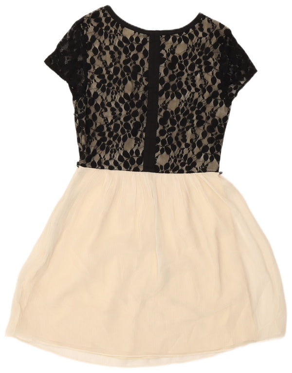 Oasis Kvinder Kortærmet Skede Kjole UK 8 Small Off White Floral