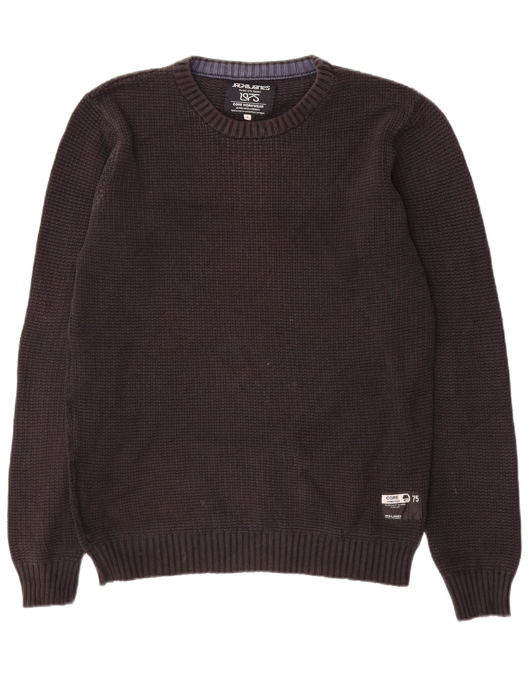 Jack & Jones Herre sweater med rund hals, lille sort bomuld