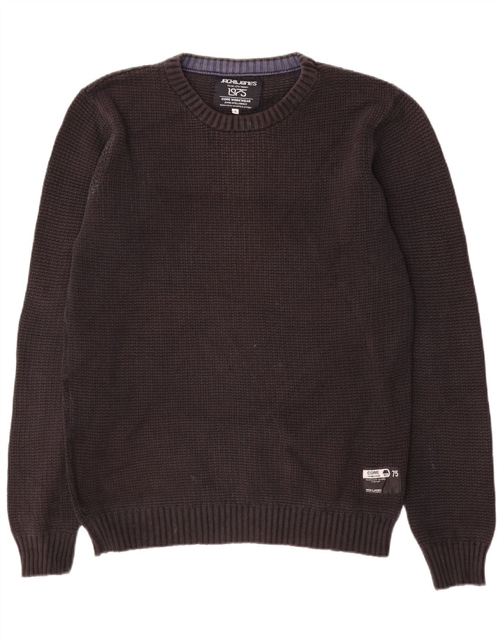 Jack & Jones Herre sweater med rund hals, lille sort bomuld