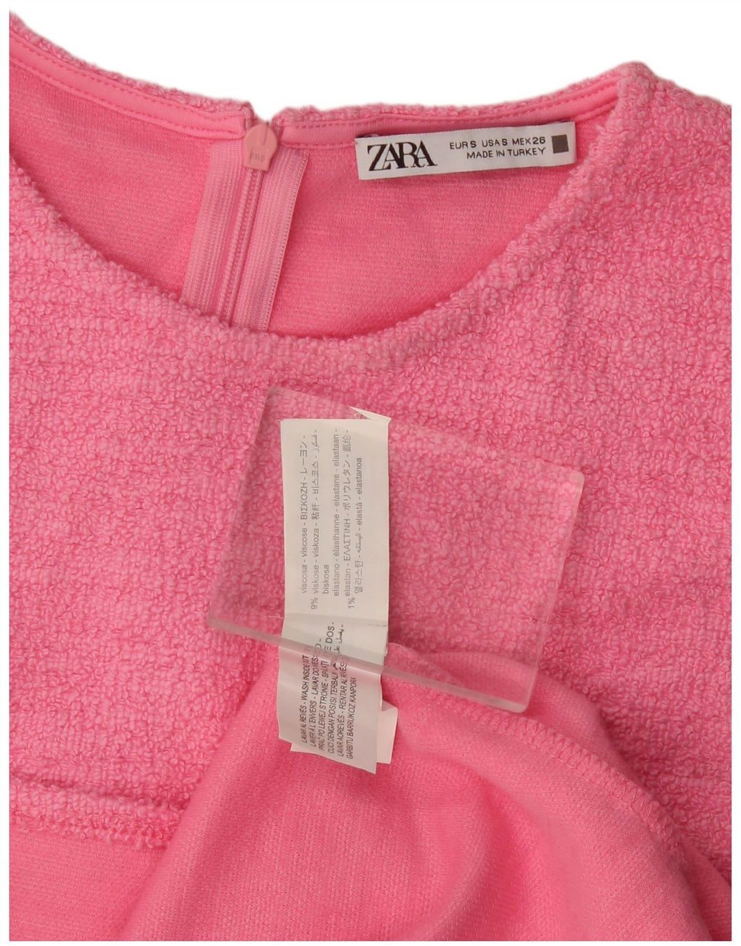 Zara Dame A-Line Kjole UK 10 Small Pink Viscose