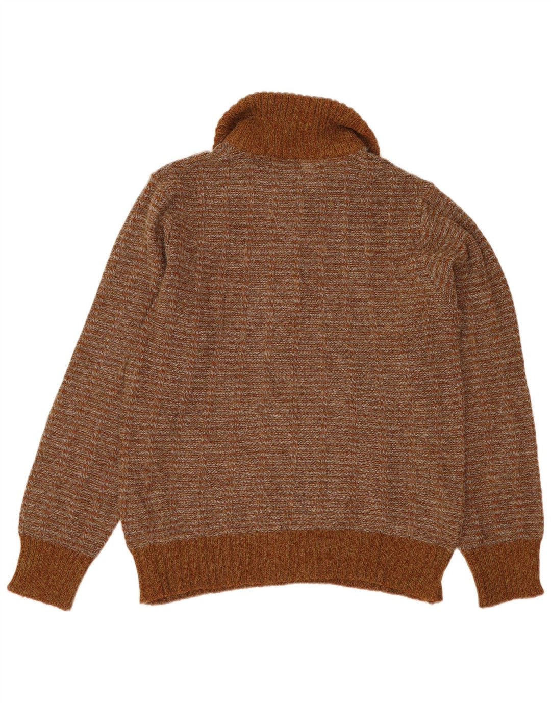 VINTAGE Herre Polo Neck Jumper Sweater IT 50 Medium Brun Stribet Akryl