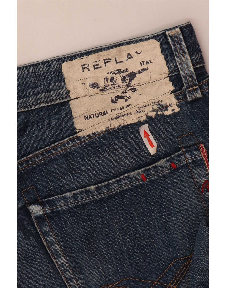 Replay Herre Distressed Slim Jeans W34 L34 Blå Bomuld