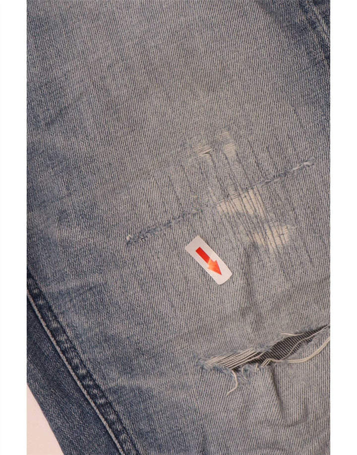 Lee Mens Distressed Straight Jeans W30 L31 Blå Bomuld