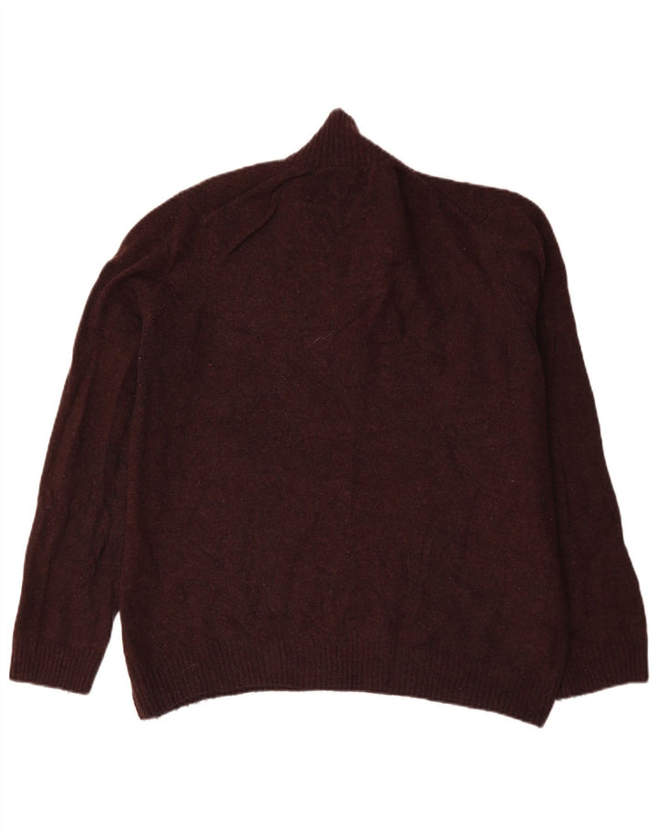 Marks & Spencer Herre Zip Neck Sweater XL Burgundy lammeuld