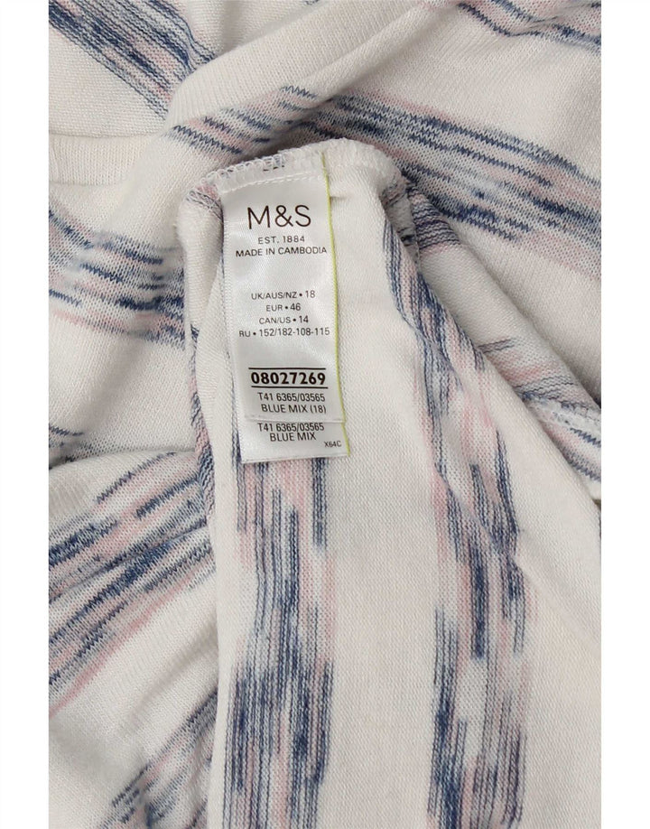Marks & Spencer Dametop Langærmet UK 18 XL Hvidstribet viskose