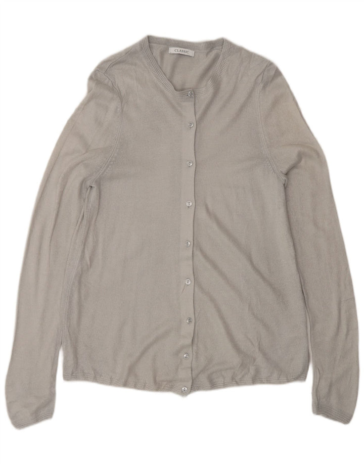 Marks & Spencer Dame Cardigan Sweater UK 12 Medium Grå Akryl