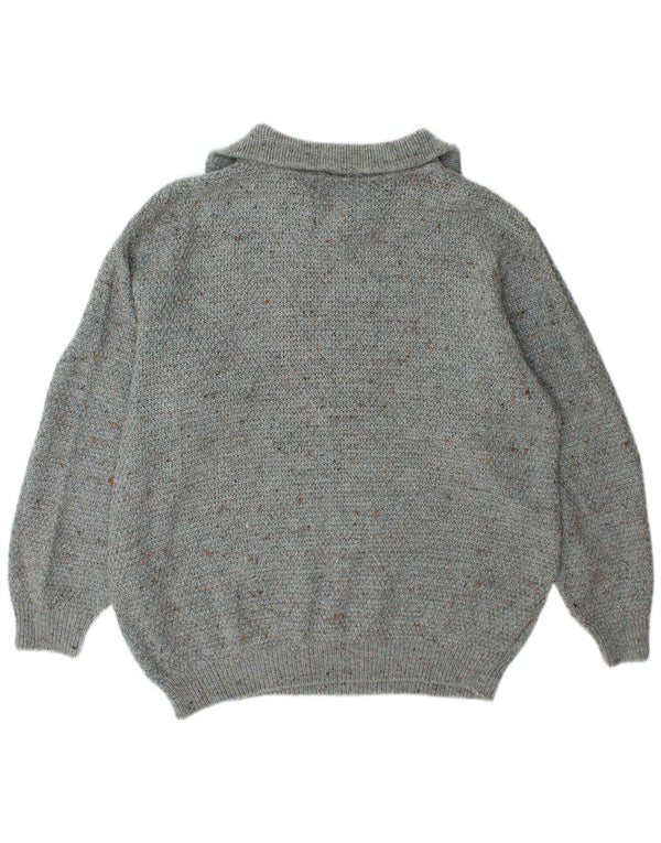 Umberto Rosetti Herre Zip Neck Jumper Sweater UK 42/44 Large Grey Flecked