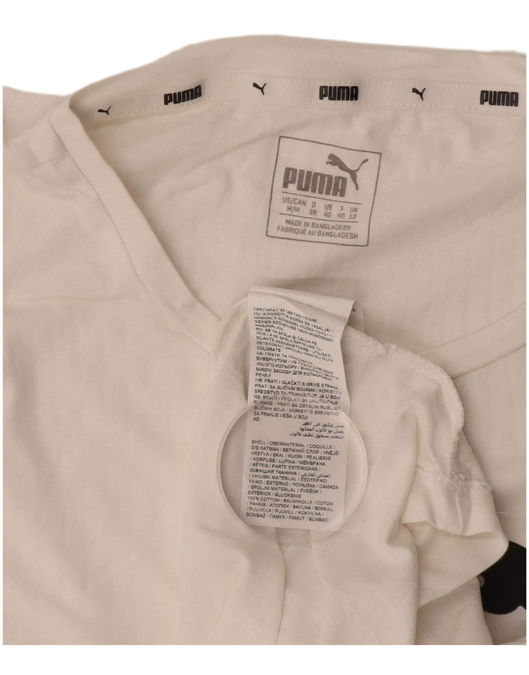 PUMA Grafisk T-shirt top til kvinder UK 12 Medium hvid bomuld