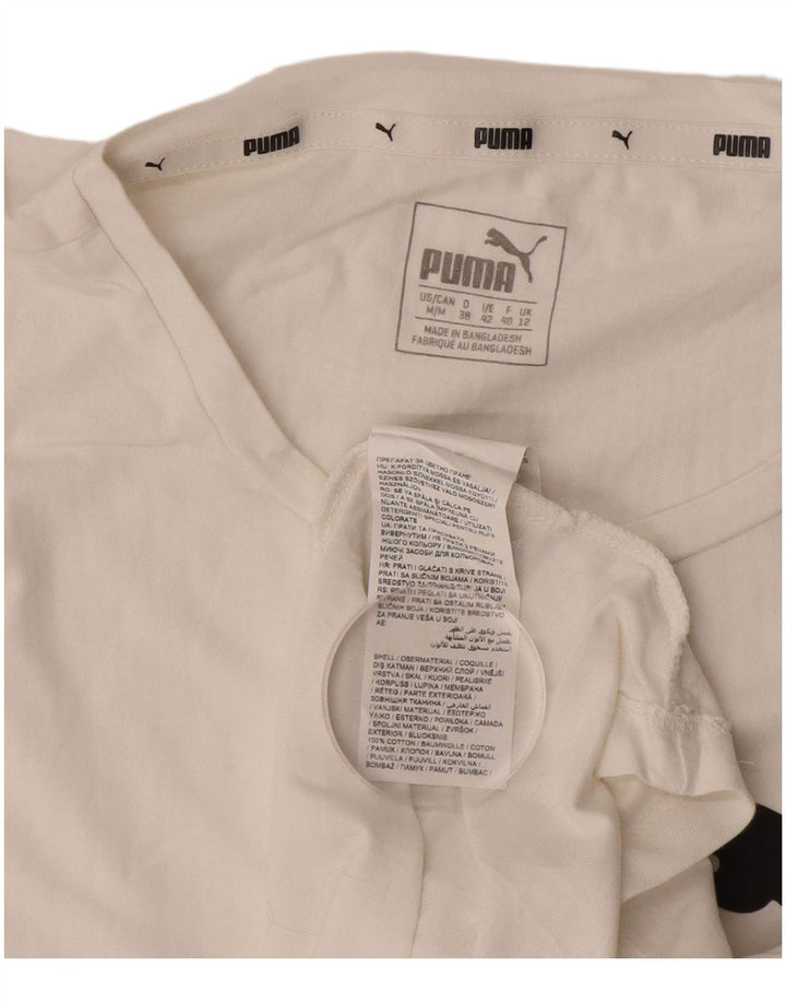 PUMA Grafisk T-shirt top til kvinder UK 12 Medium hvid bomuld