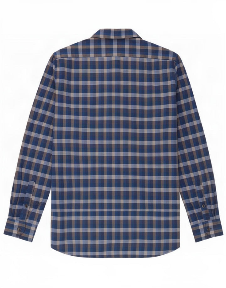 Lacoste Herre Classic Fit skjorte str. 40 Medium Blå ternet bomuld