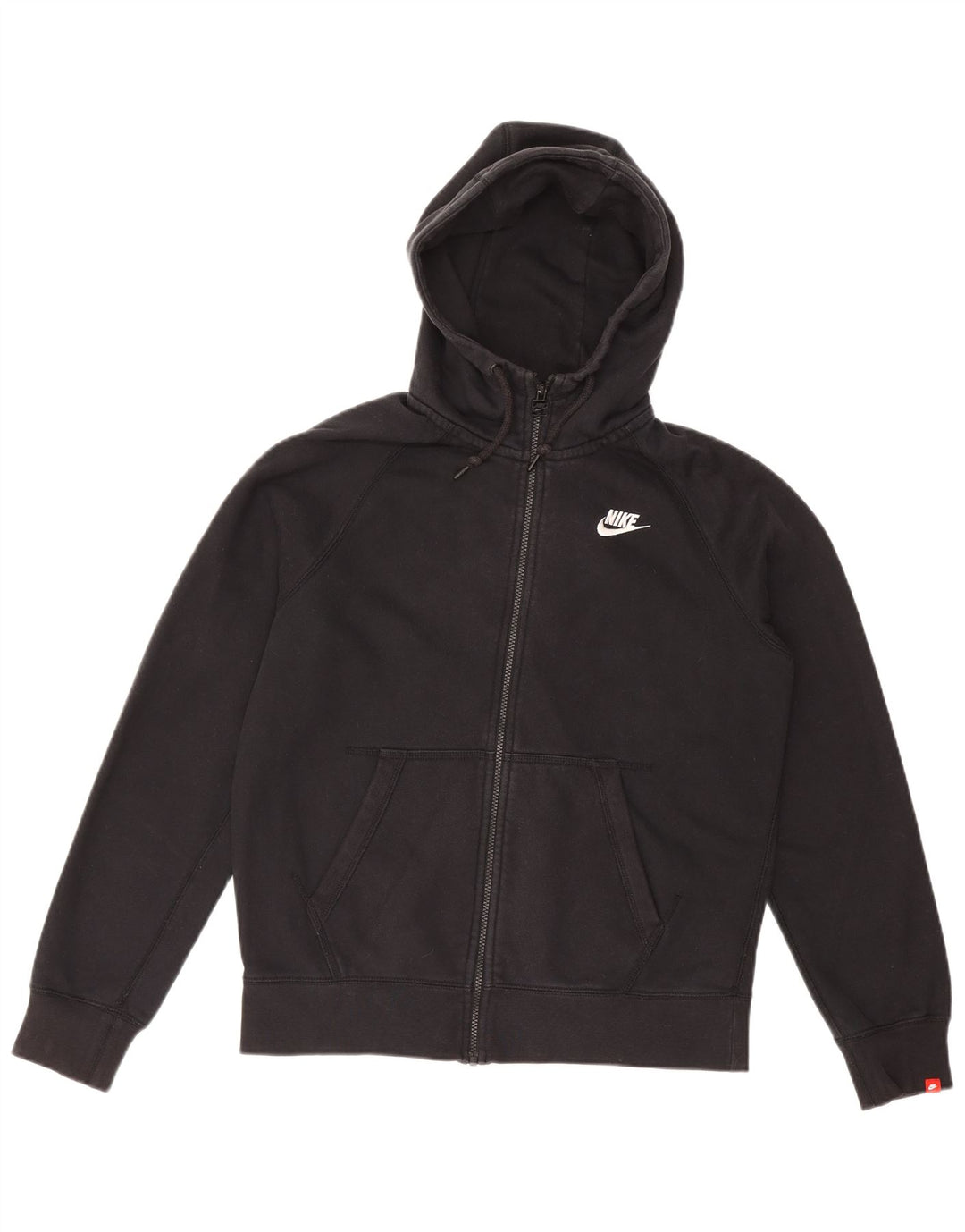 NIKE Mens Zip Hoodie Sweater Medium Black Cotton