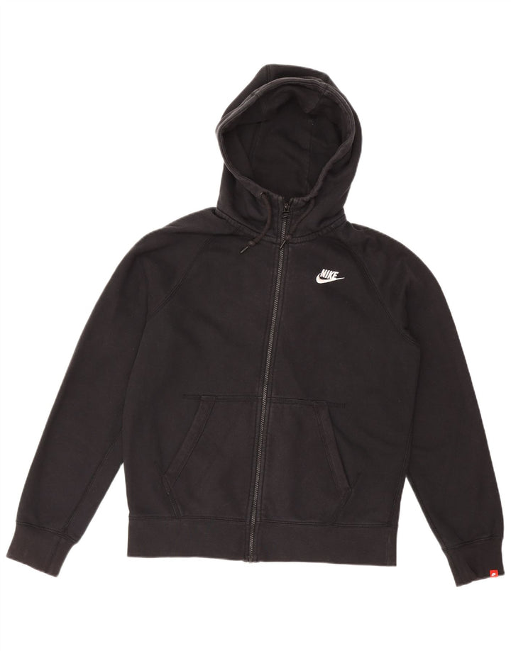 NIKE Mens Zip Hoodie Sweater Medium Black Cotton