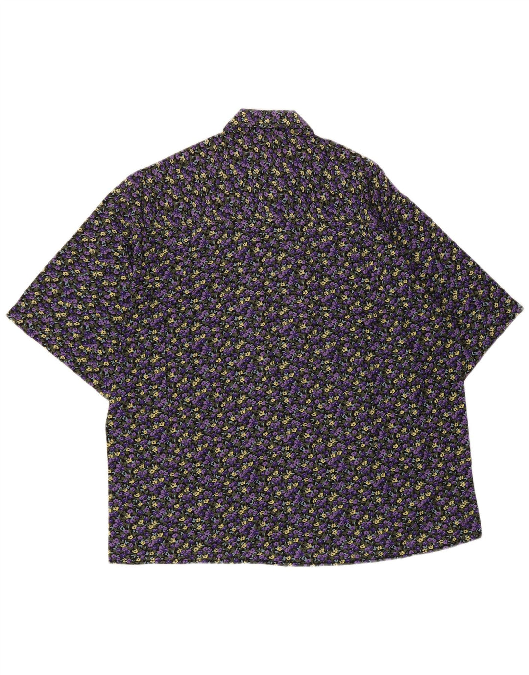 Vintage kortærmet herreskjorte medium lilla blomster